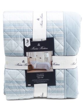 Brooks Brothers Light Blue Quilted Cotton Quilt Set